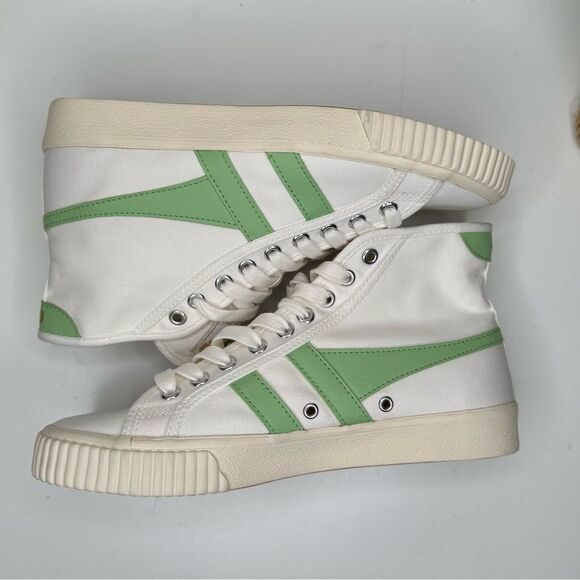 NWT Gola® Tennis Mark Cox High-Top Vegan Sneakers White Green Canvas Shoes Sz 7 - Picture 4 of 12